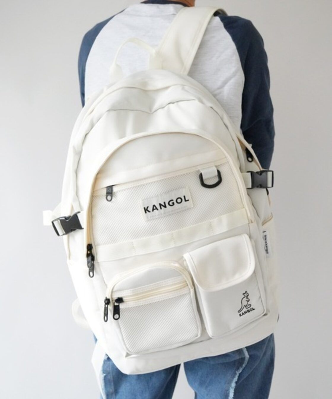 KANGOL (カンゴール) フロントダブルポケット リュック ホワイト KGSA 