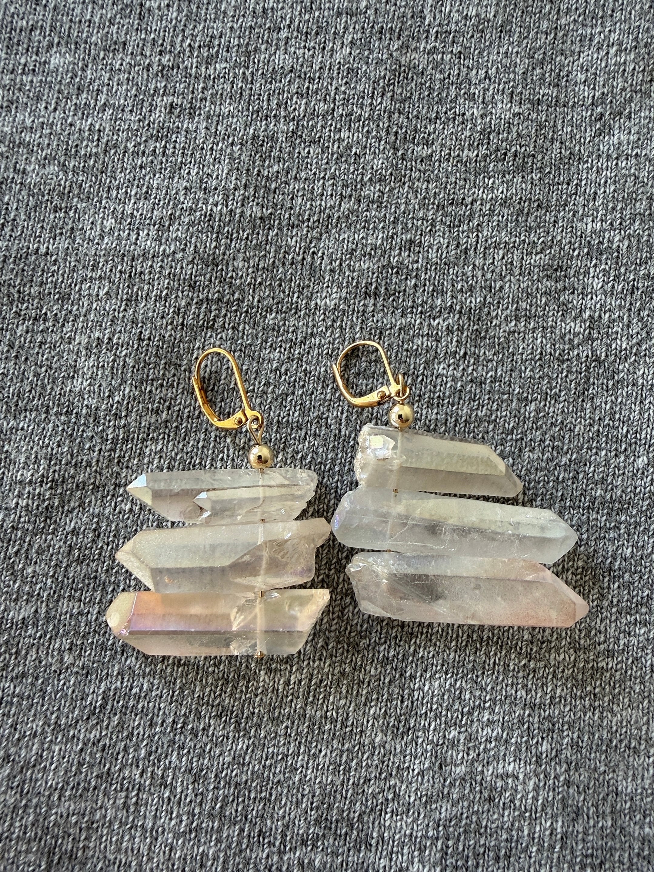 【1235】ガラスチャームとパールのフックピアス Crystal glass フックピアス/ねじ式イヤリング | soimeme accessories