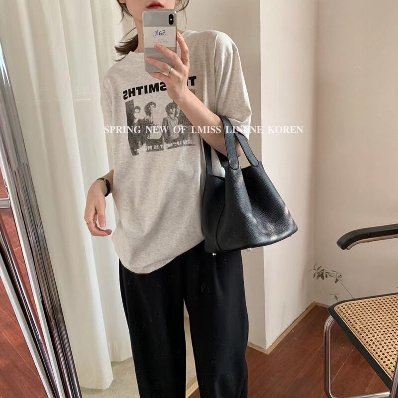 ルーズラウンドネックTシャツ トップス レディース Oネック ビッグFスモールZ韓国43148651877