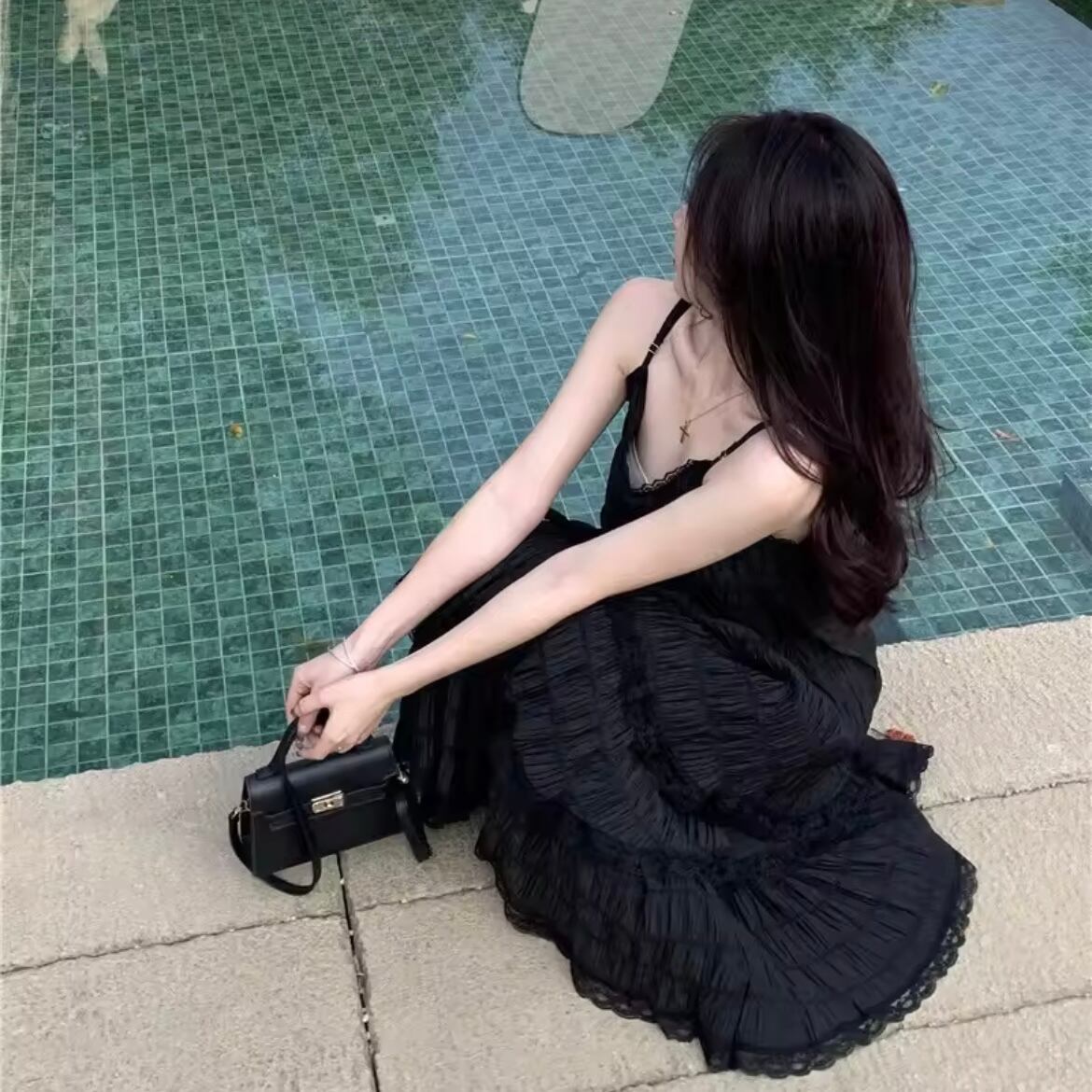 レースティアードキャミソールワンピース