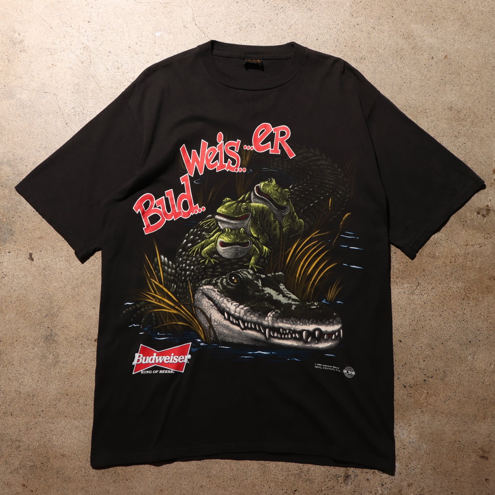 Deadstock XL 96年 USA 両面 バドワイザー frog カエル ワニ トカゲ T 