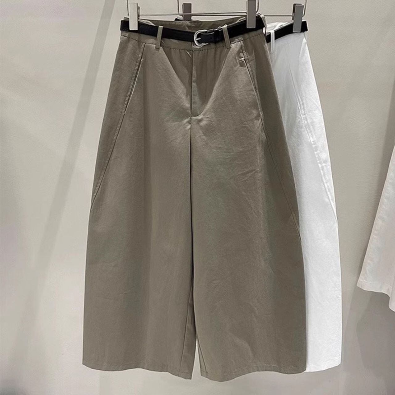 ハイウエスト クロップド ワイドパンツ Ln00180