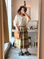 ~1960’s American Vintage Folk Print Cotton Skirt