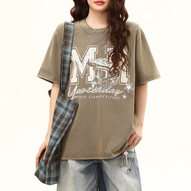 カレッジレタリングスターグラフィックTシャツ 1col   R02408