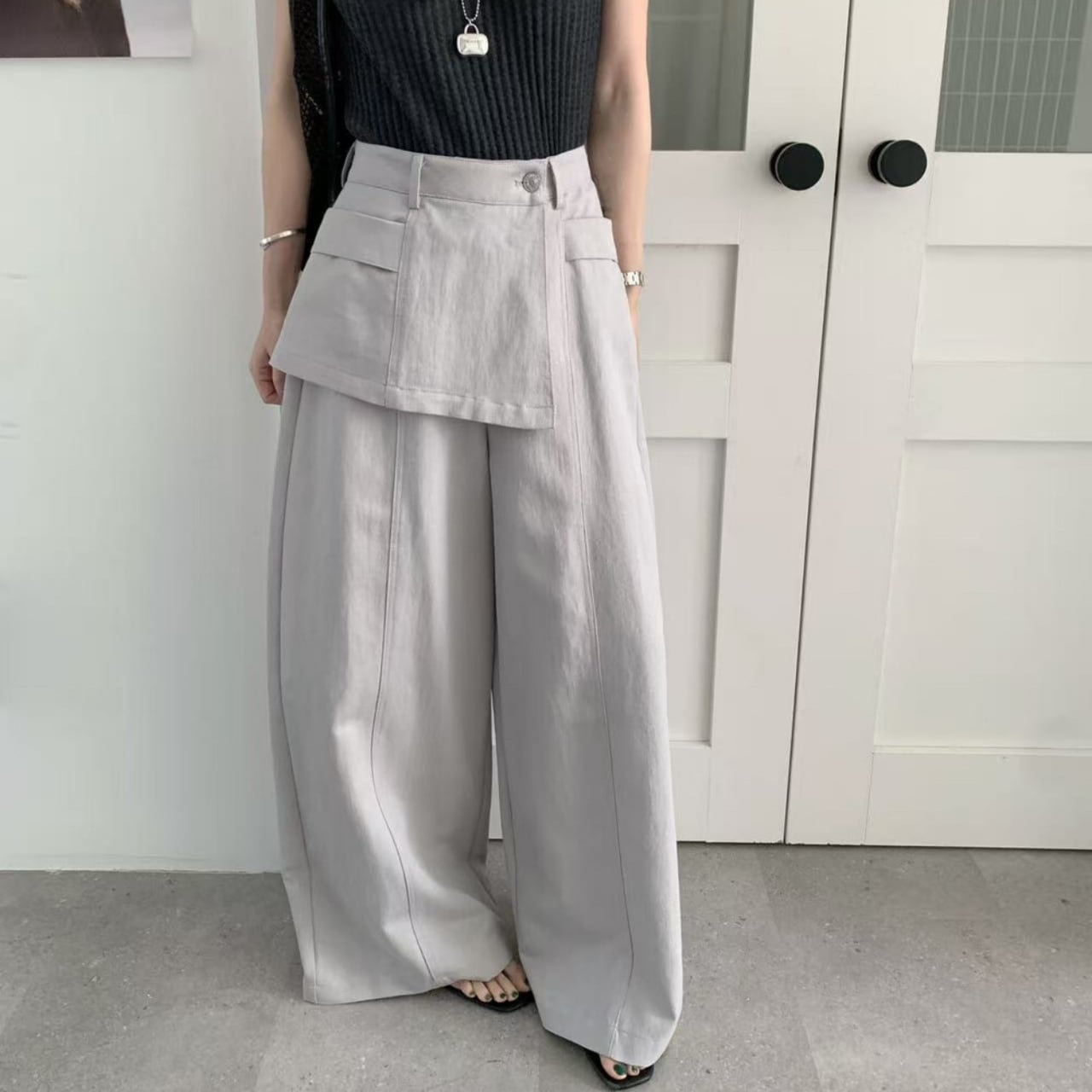 Wrap Wide Full-Length Pants 01200