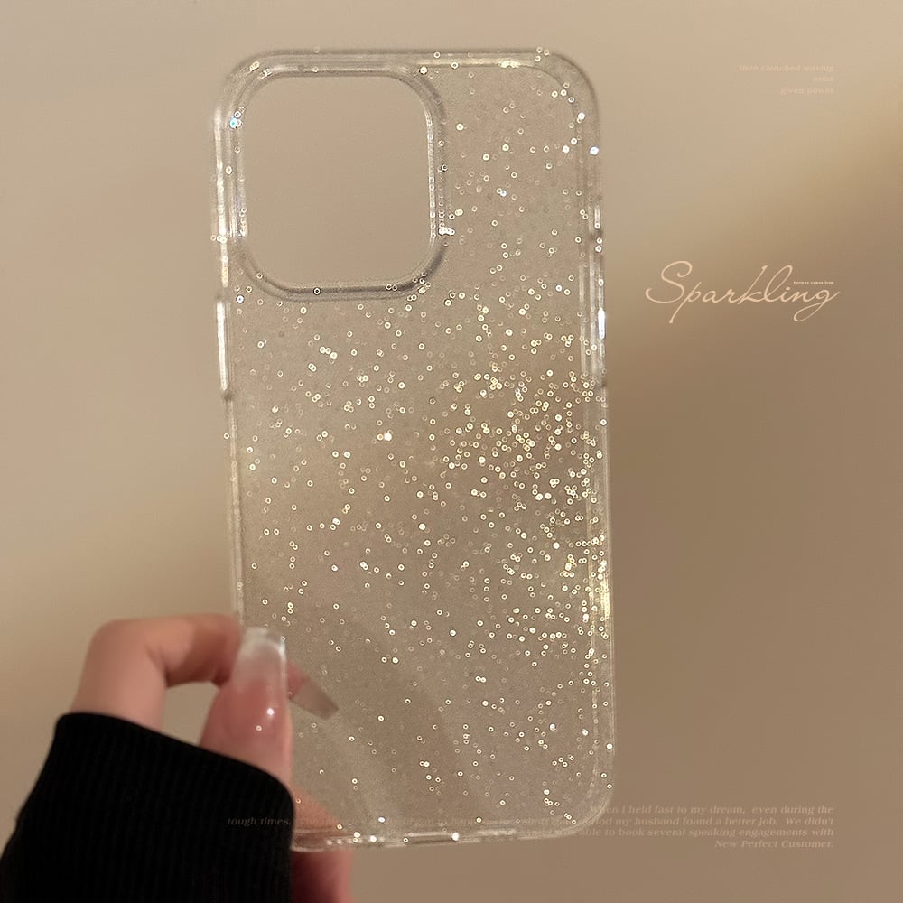 iPhone用 クリアケース ラメ入りデザイン iPhone16シリーズ対応】シンプルにラメが綺麗◎クリアケース 定番