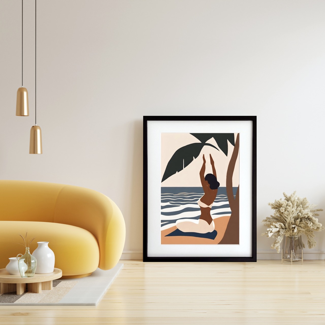 Morning Alignment｜朝の静けさと調和を描くヨガアート｜自然と呼吸を合わせる癒しのモダンポスター Make SenseA2ポスター