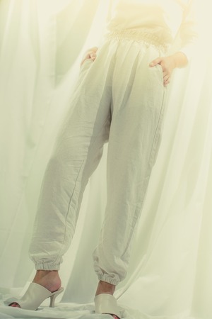 "kea me"select　Linen jogger pants