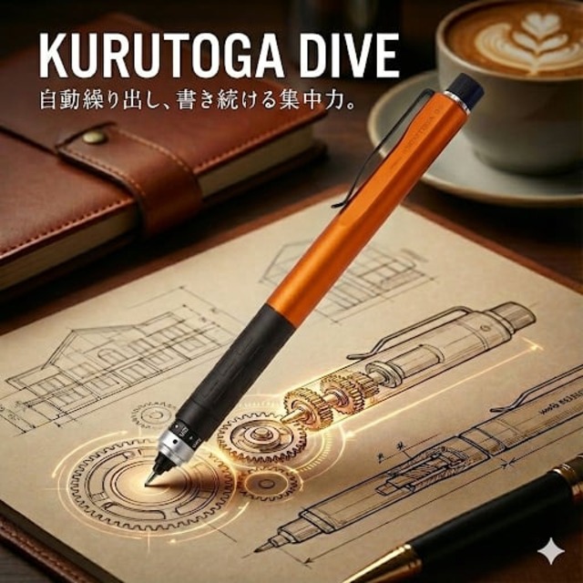 ※メンバーシップ限定※【三菱鉛筆】クルトガダイブ　0.5mm (トワイライトオレンジ)