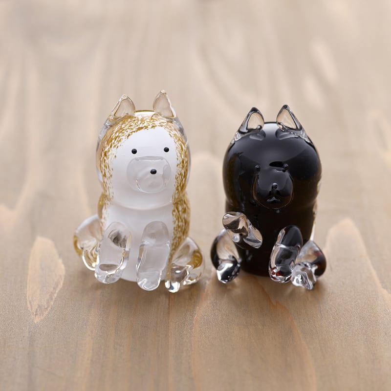 ヴィンテージ　チェコガラスオーナメント　白狼？白狐？犬？　クリスマスオーナメント ウチの子、柴犬［1個］ | ナガノグラス 