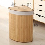 ランドリーバスケット　おしゃれ　フタ付き　洗濯カゴ　ゴミ箱　58リットル　58L　蓋付き　洗濯かご　収納バスケット　取っ手付き　ふた付き　大容量　バンブー　竹製
