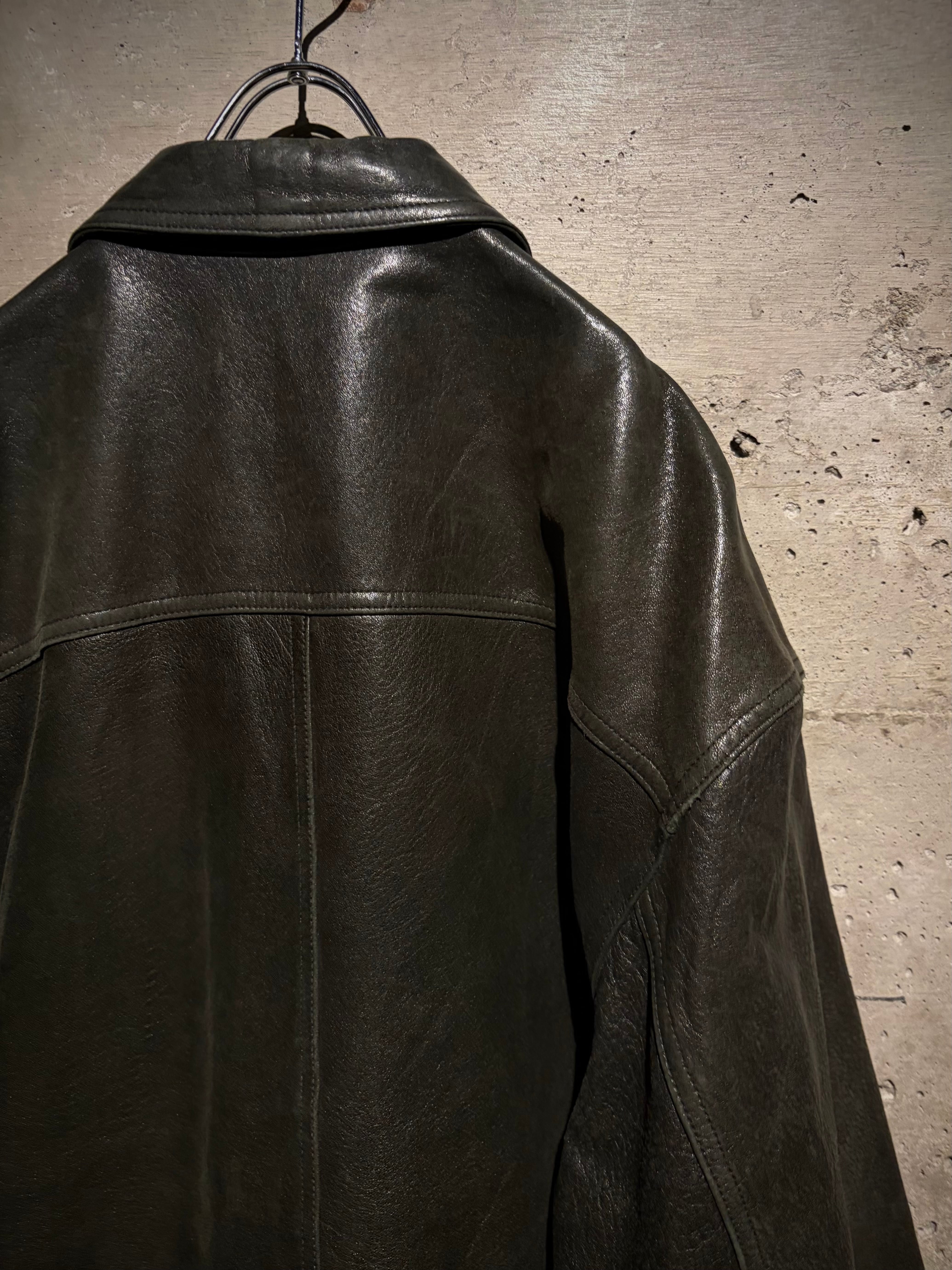 90s CK カルバンクライン 91-J型 カバーオール Caka】90's “Calvin Klein” Beautiful Fade Vintage Leather Coverall