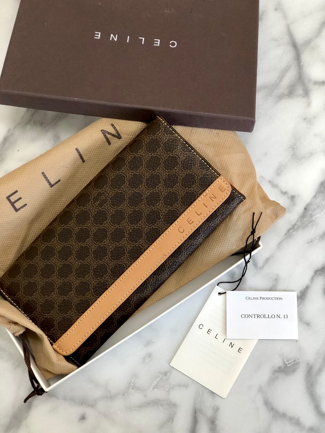 CELINE マカダム柄 二つ折長財布 ブラウン オールドセリーヌ 新品未 