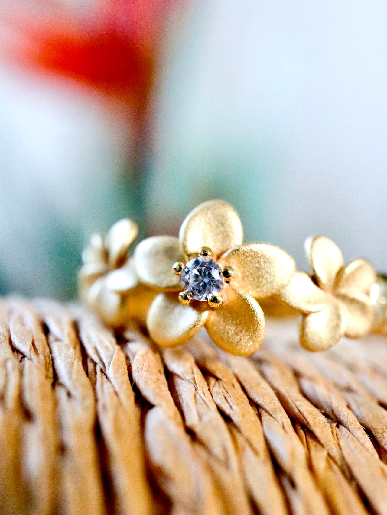 Plumeria×zirconia ring Hawaiian jewelry(プルメリア×ジルコニアリング、指輪ハワイアンジュエリー)