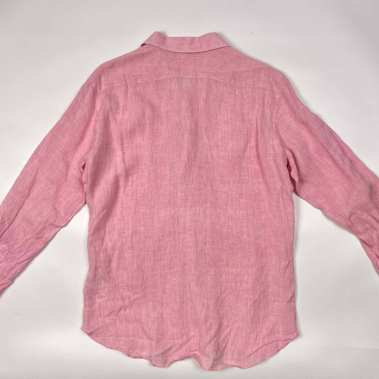 リネン100% LANVIN en Bleu ランバン オン ブルー 長袖 開襟シャツ 50/ピンク メンズ