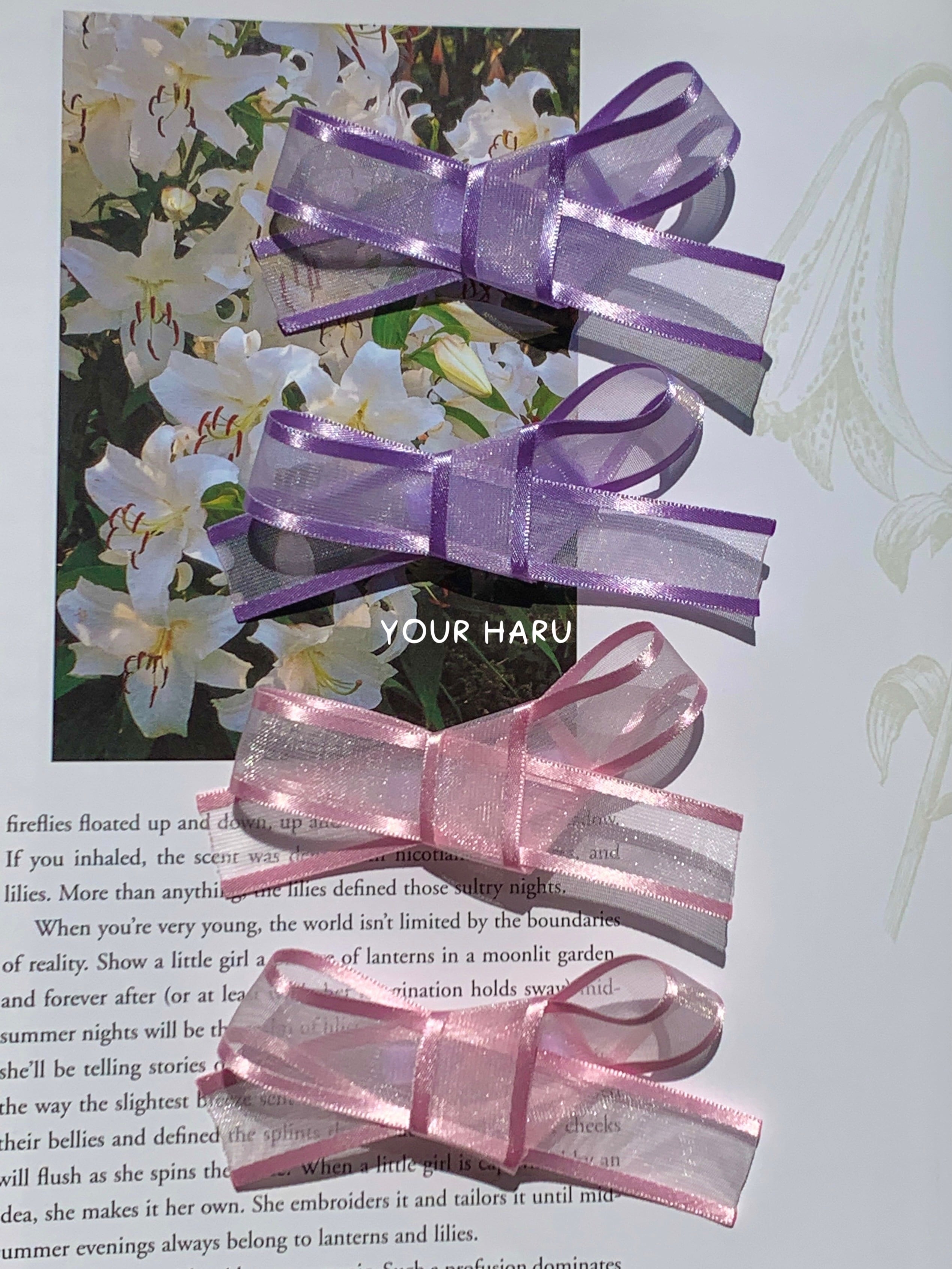 予約【yourharu】Cupid Ribbon Pin ( pink / purple )