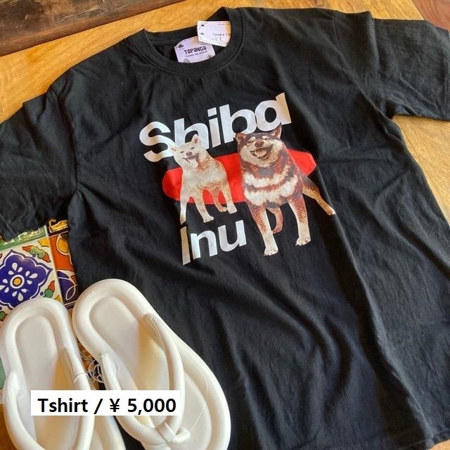 ゆるい柴犬Tシャツ　ブラック【メール便可】