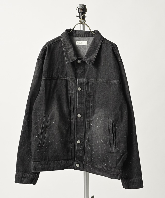 many men many mind Denim flocked, PU processed denim jacket (BRN) M2523023