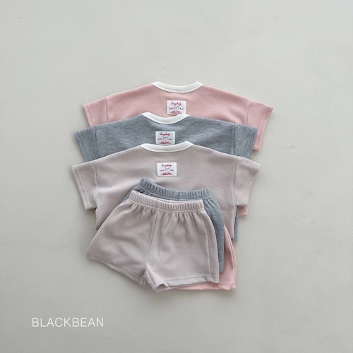 【予約　2024 summer】kids：waffle set〔ワッフルセットアップ〕　black bean