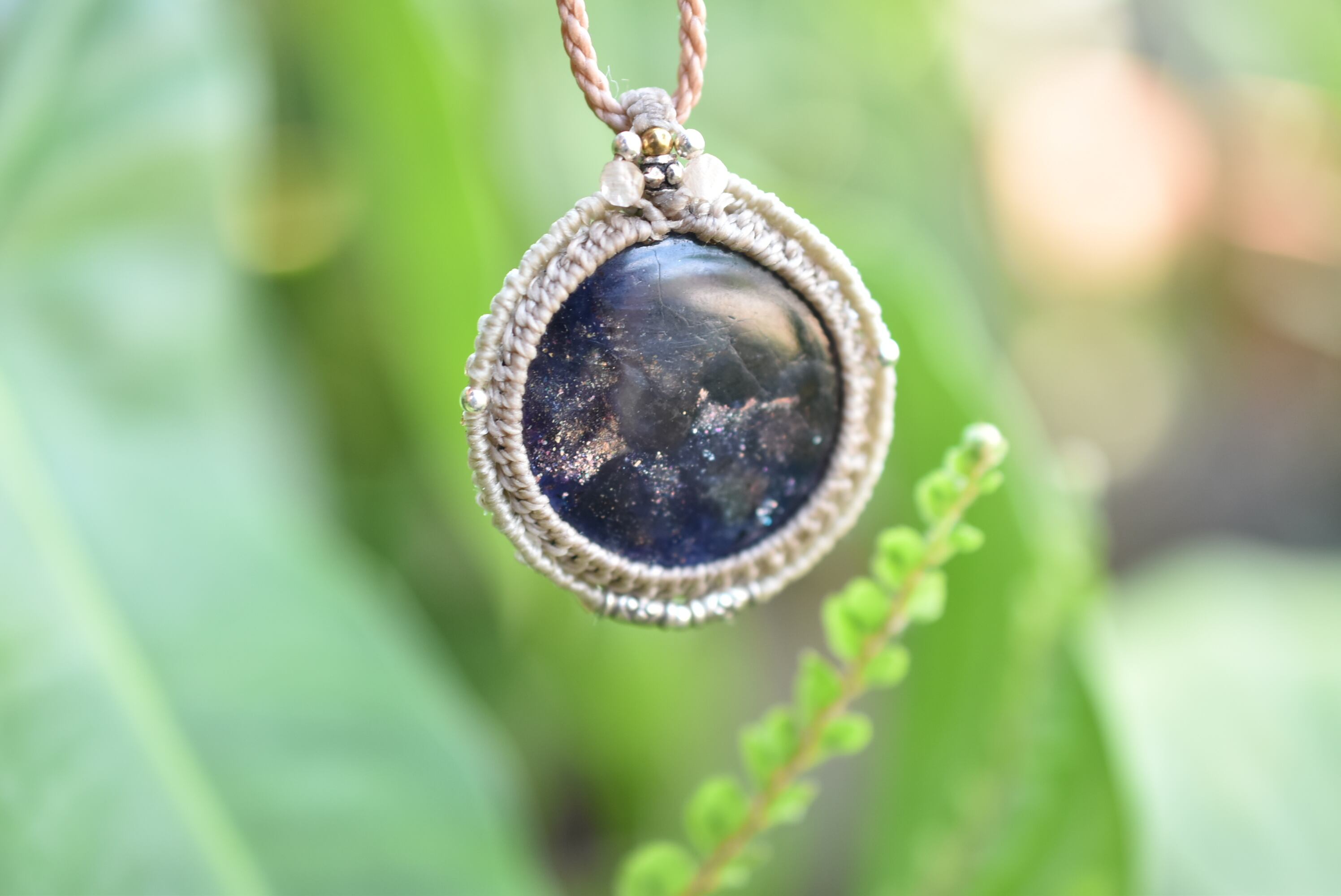 アイオライト　マクラメ　ネックレス 藍色ライン☆アイオライト マクラメネックレス1280 ネックレス