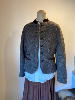 ヴィンテージ古着70年代80年代【フランス VINTAGE】秋冬ノーカラーWOOL JACKET