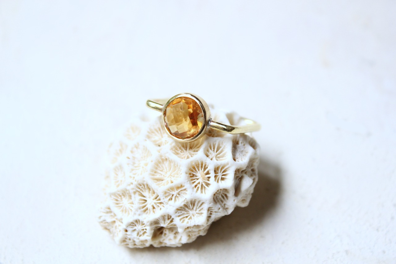 スクエアリング/真鍮/シトリン