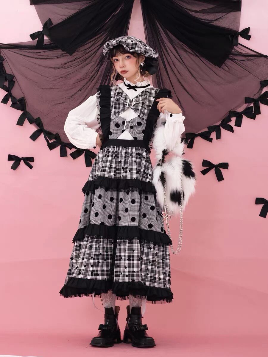 赤】チェック 水玉 ドット チェック モード イギリス 黒