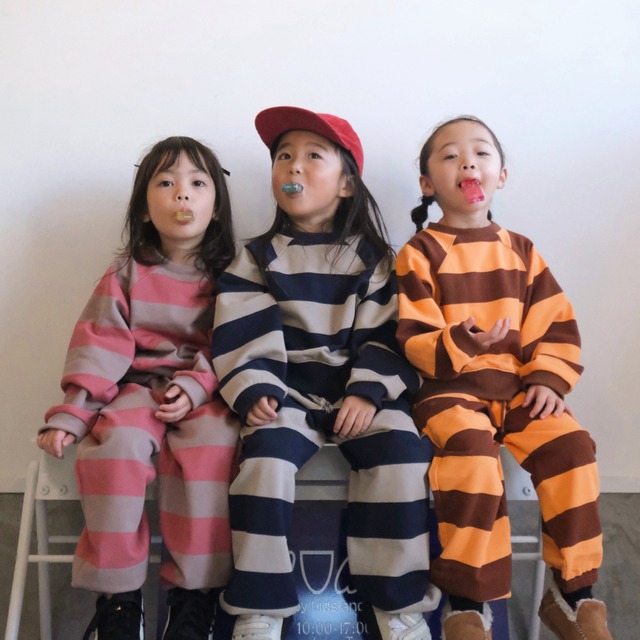 【&pal】thick stripe short sweat shirt  /3color