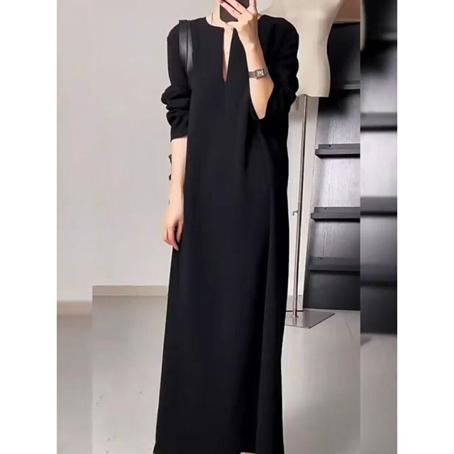 key neck long dress　103004