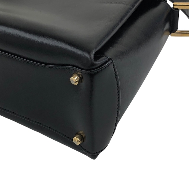 GUCCI グッチ ハンドバッグ ブラック ロゴ レザー バニティバッグ vintage ヴィンテージ オールド aitdmr