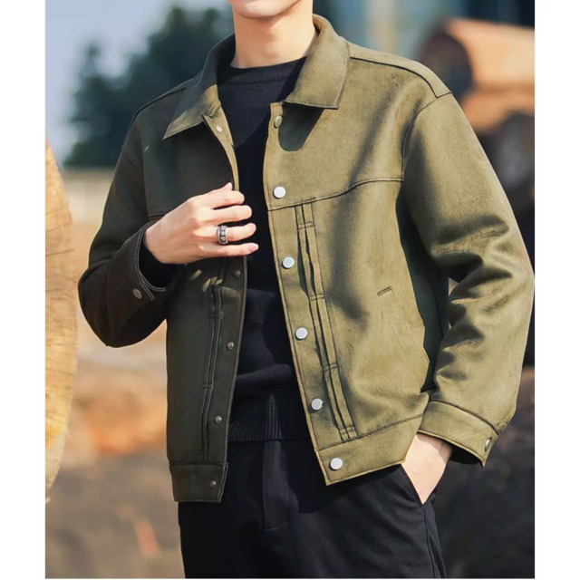 ボタンフロント ヒップ丈ジャケット af0452