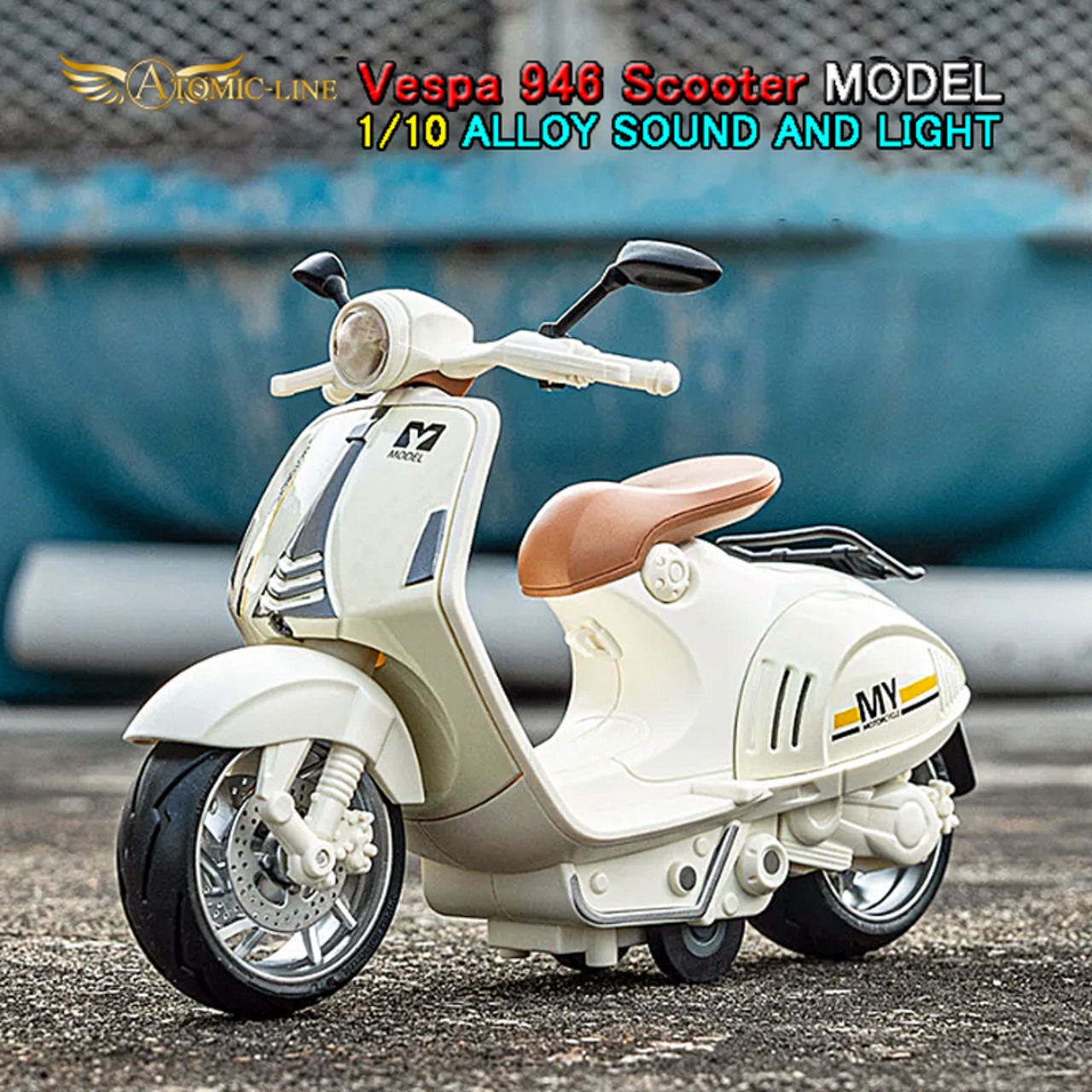 ベスパ VESPA 946 MOTIF ミニカー 1/10 ライト点滅 エンジンサウンド 合金モデル 模型 ジオラマ