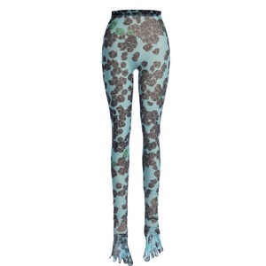 【NATASHA ZINKO】PIXEL ROSES PRINT STRETCH MESH LEGGINGS(BLUE)