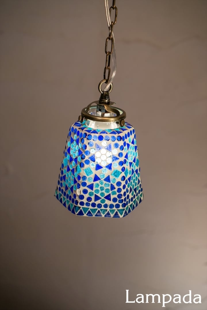 新洋電気〕 IDP704 インド・モザイクガラス ペンダントライト（六角形