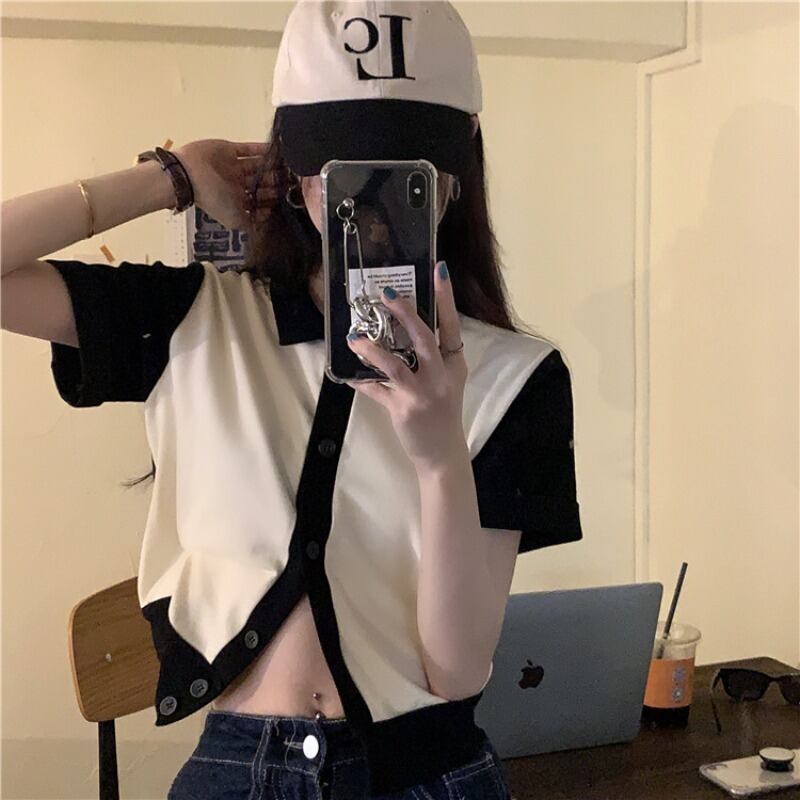 カラーショートニットカーディガン薄手シャツ ジャケット サマー 夏物 モンロー82268027445