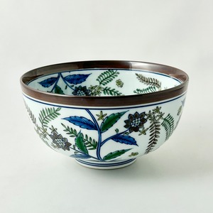 源右衛門窯作　染錦更紗手花蝶文　麵鉢