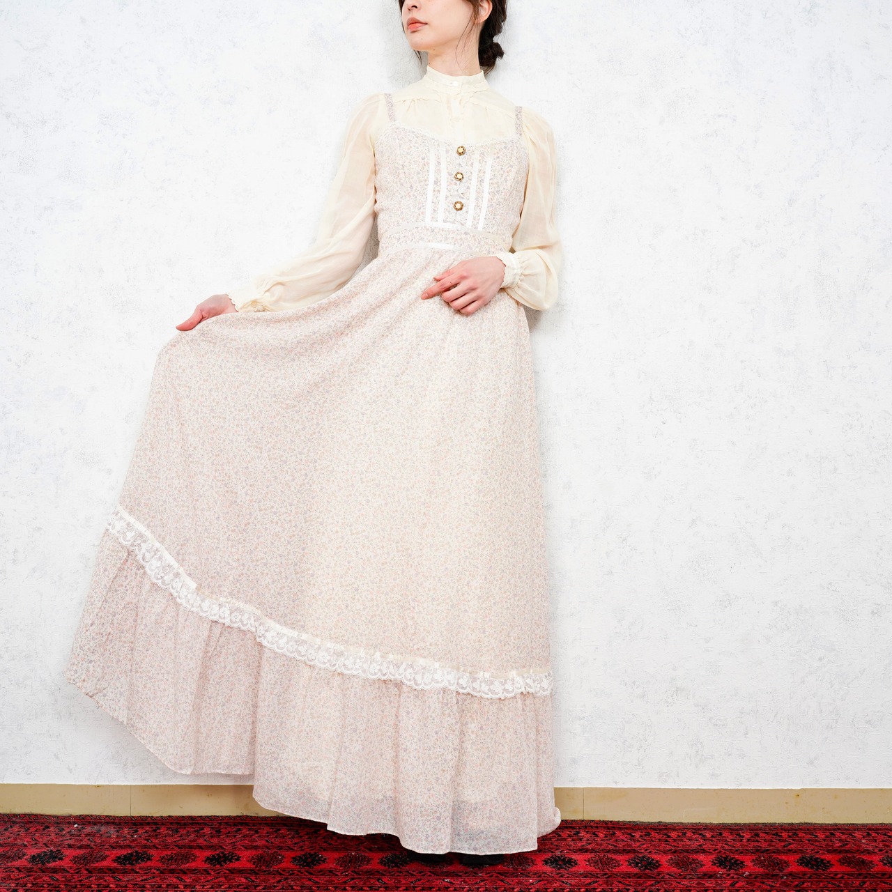 SPECIAL ITEM* USA VINTAGE GUNNE SAX FLOWER PATTERNED LACE 