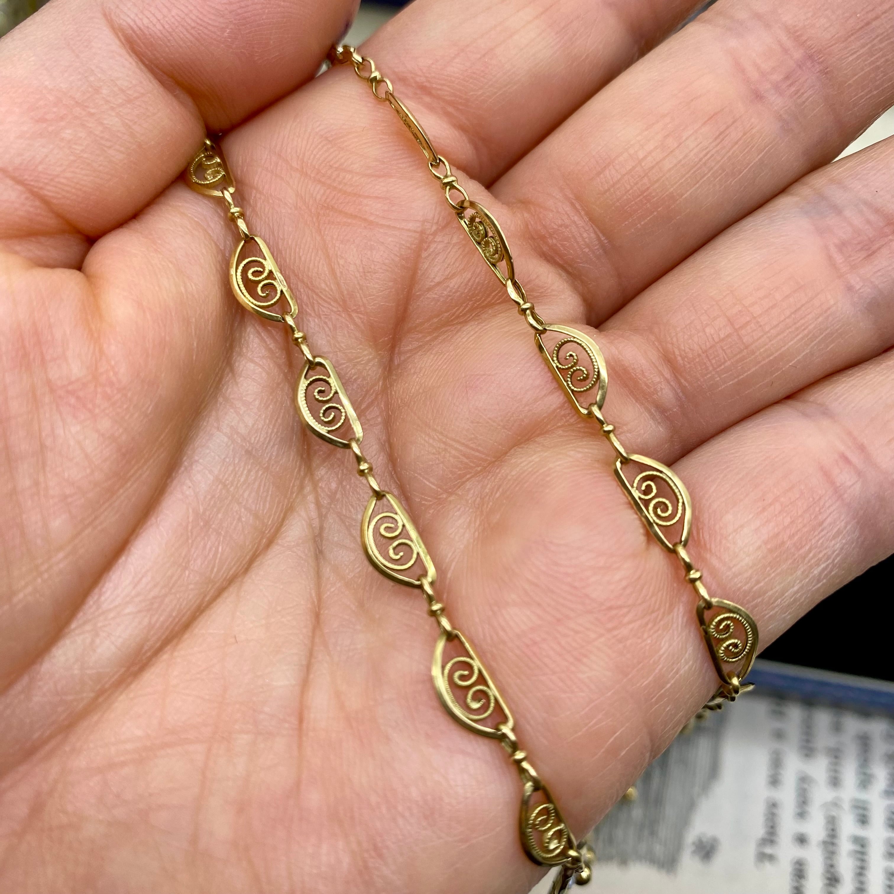 フランス アンティーク フィリグリー ネックレス K18 シードパール 蝶