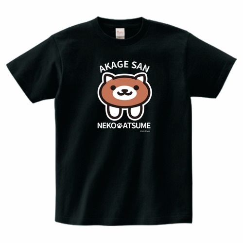 【受注生産品】ねこあつめ　あかげさん　推しねこTシャツ　前プリント（ブラック）