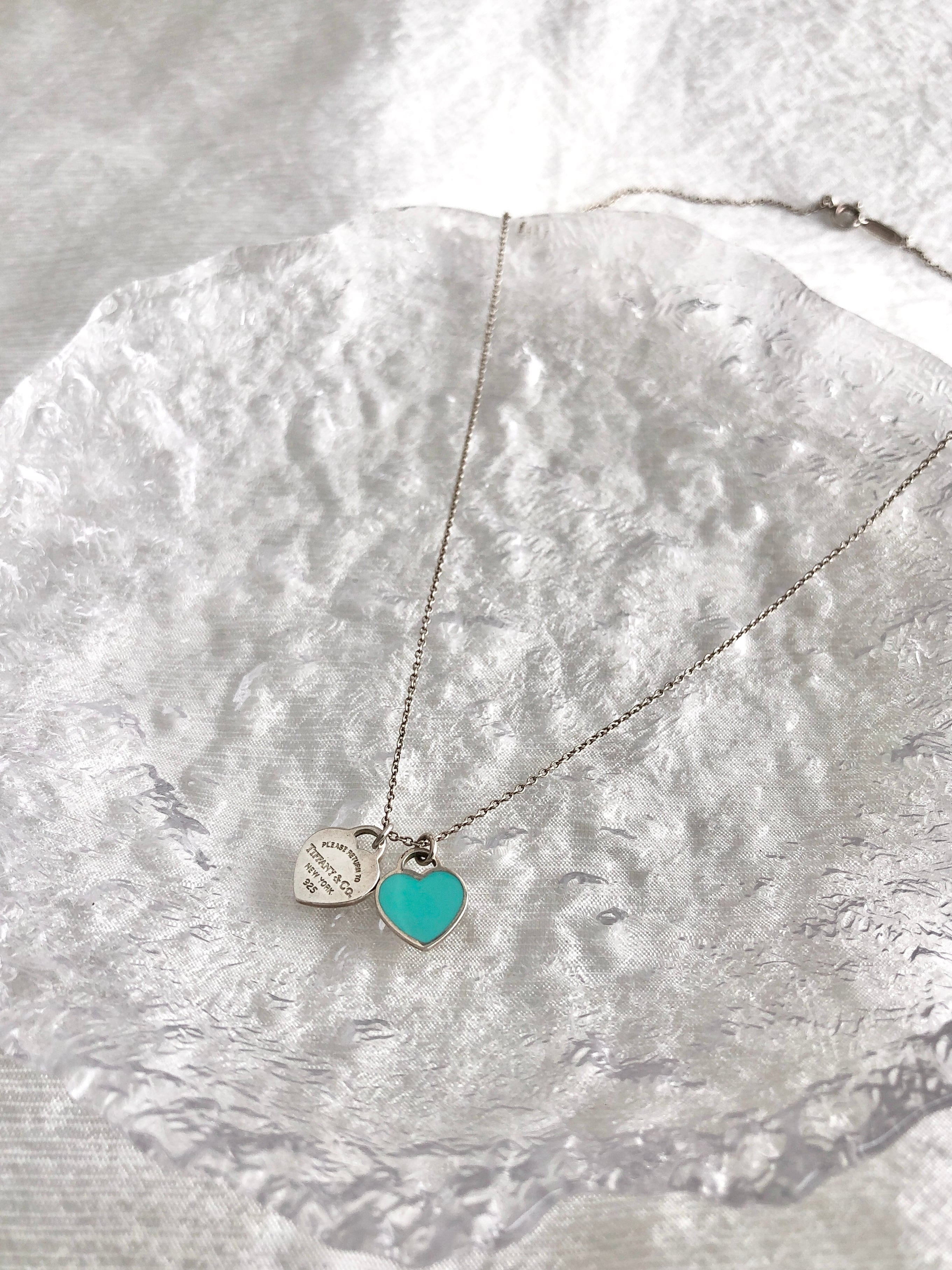 Tiffany & Co. ティファニー ネックレス シルバー×ターコイズブルー ダブルハート 925 ロゴ vintage ヴィンテージ オールド 5g7hxe