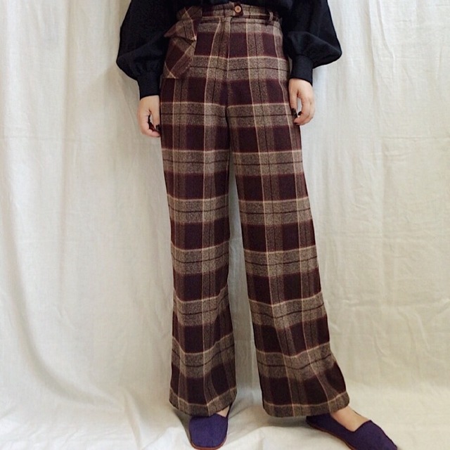 Brown plaid pants