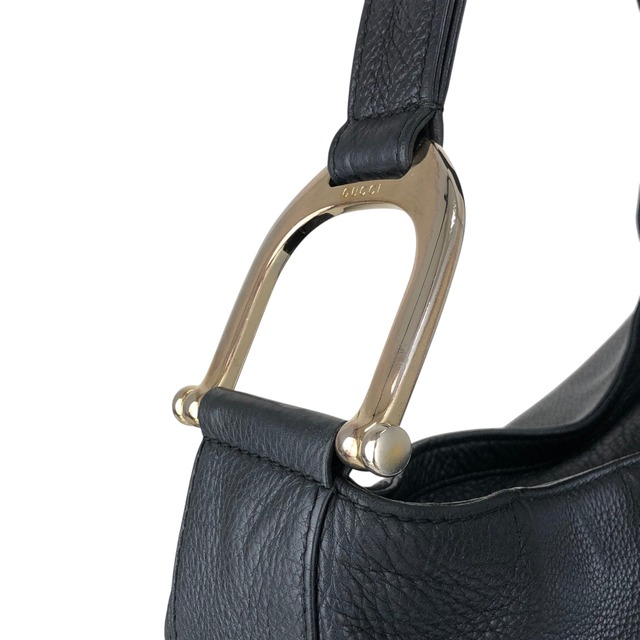 GUCCI グッチ ショルダーバッグ ブラック ロゴ レザー セミショルダーバッグ vintage ヴィンテージ オールド 4wyrtg