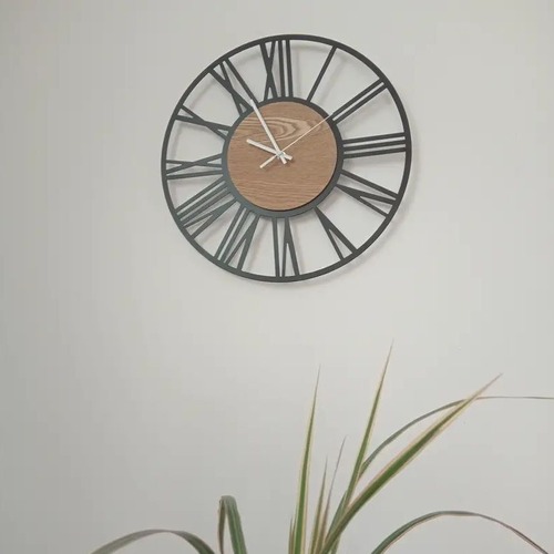 壁時計 直径40cm レトロ調 マントルクロック 無音タイプ インテリア アイアンウッドローマンウォールクロック アイアンアートクリエイティブミュートクロック リビングルームポーチホームモデルルーム用ウォールクロック アートウォールウォッチ