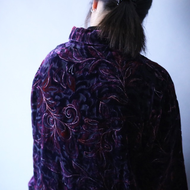 beautiful color and art pattern velours see-through shirt