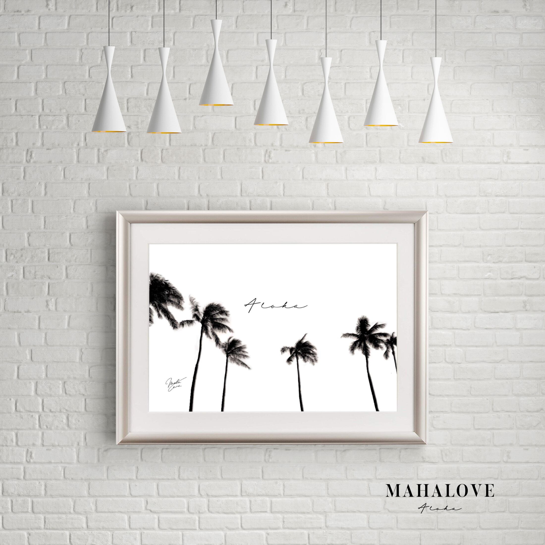 ハワイ ヤシの木 モノクロ おしゃれアートポスター サイズ Mahalove Make Sense Art Gallery