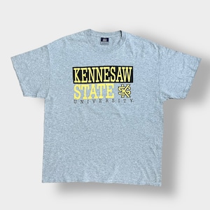 【MV SPORT】カレッジ ロゴ ケネソー州立大学 プリント Tシャツ Kennesaw State University  XL ビッグサイズ グレー us古着