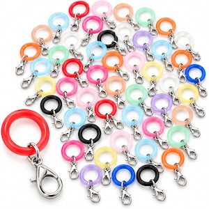 シリコンリング カニカン付き 50個セット DIYパーツ 2タイプ メタルフック付き ハンドメイド アクセサリー チャーム 手芸 小物作り 傘マーカー キーホルダー用 商品画像9