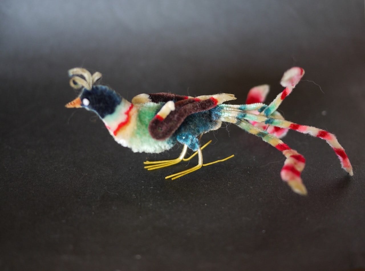 極彩色、ガラス工芸品 、鳥の置物※ ガラス細工 レトロ ヴィンテージ