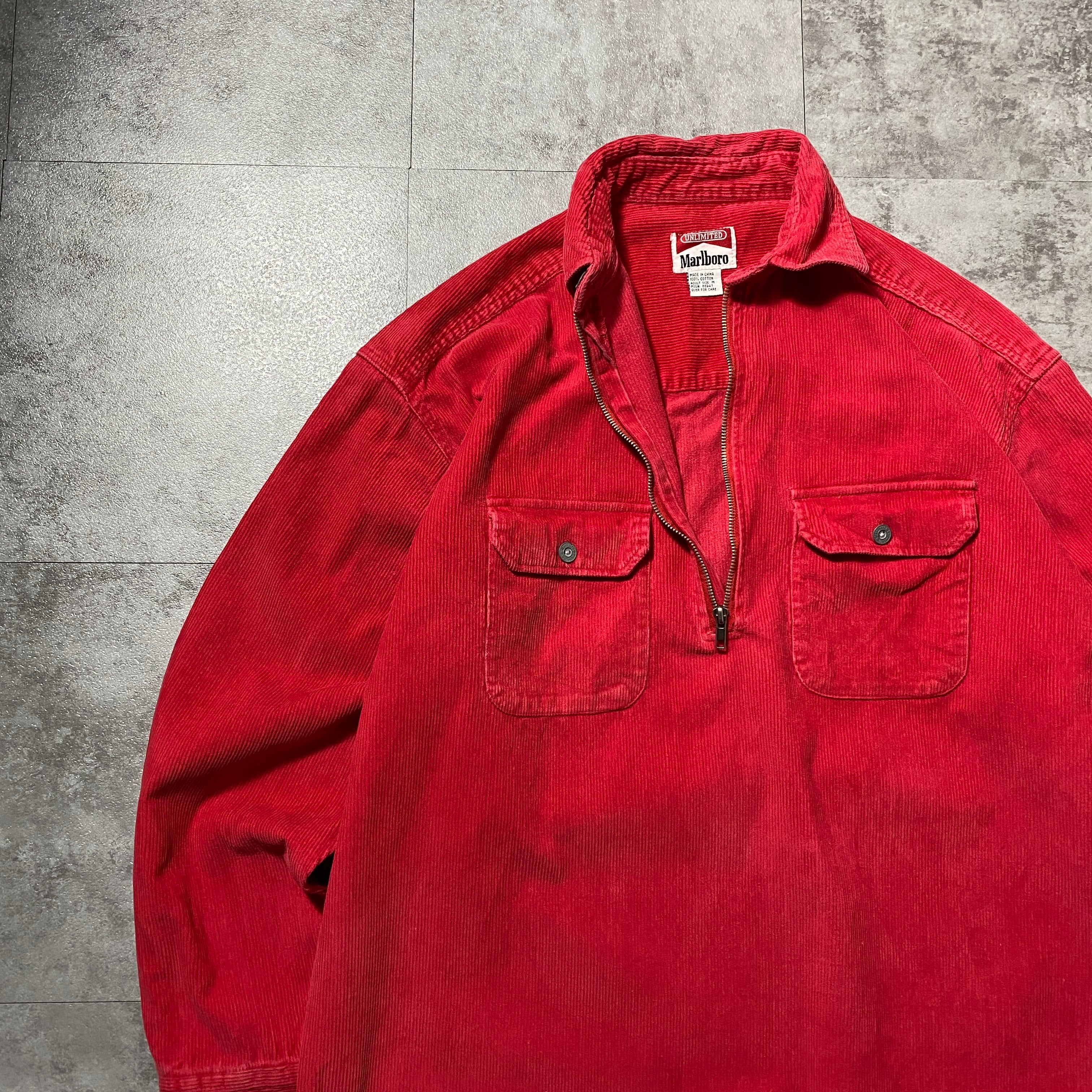 90s Marlboro マルボロ オイルドジャケット レザー襟 ワインレッド マルボロ | used_clothing_katharsis