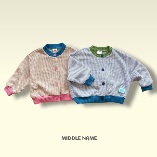 《送料無料》予約:配色ブロックカーディガン【MIDDLENAME】
